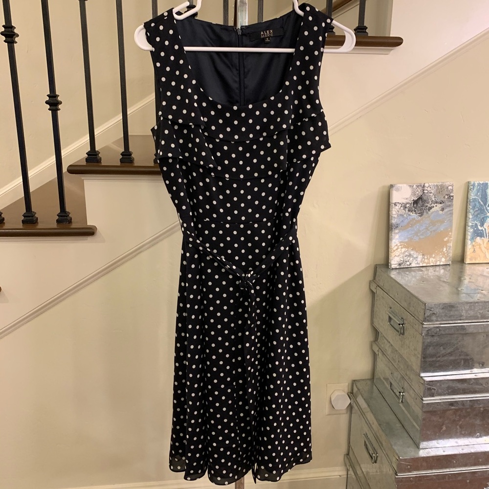 Alex Marie Black/White Polka Dot Dress sz6